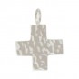 Sterling Silver Hammered Finish Cross Charm 20x15mm