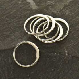 Sterling Silver Half Hammered Circle Jewelry Link 12mm