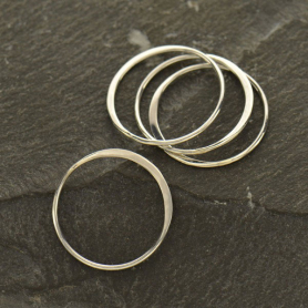 Sterling Silver Half Hammered Circle Jewelry Link 18mm