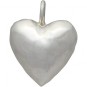 Sterling Silver Hammer Finish Puffed Heart Charm 15x12mm