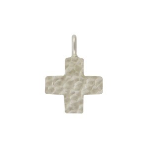 Sterling Silver Hammered Finish Cross Charm 14x10mm