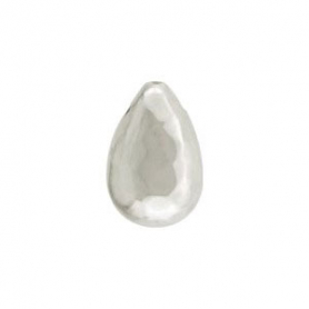 Silver Hammered Teardrop Bead Horizontal Hole 12x8mm