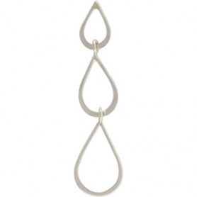 Jewelry Supplies - Three Teardrops Silver Links 44x11mm