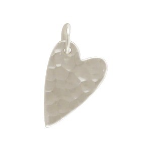 Sterling Silver Hammer Finish Heart Charm 18x11mm
