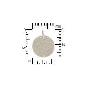 Sterling Silver Hammer Finish Round Pendant 19x15mm