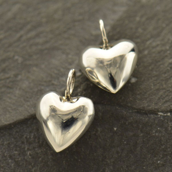 Sterling Silver Puffed Heart Charm - Medium