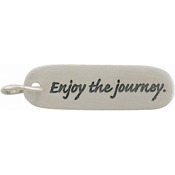 Sterling Silver Message Pendant - Enjoy the Journey 30x8mm