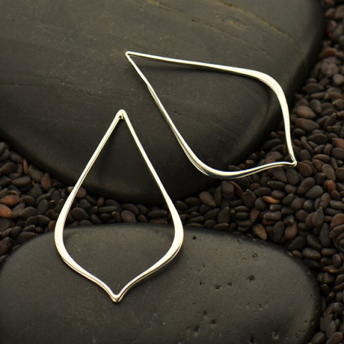 Jewelry Parts - Small Pointed Teardrop Silver Links 26x14mm