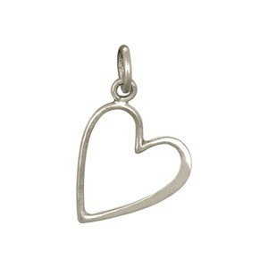 Sterling Silver Open Heart Charm - Medium 19x12mm