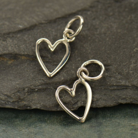 Sterling Silver Open Heart Charm - Small 14x7mm