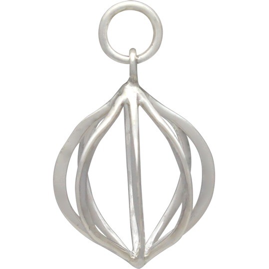 Sterling Silver Lantern Cage Pendant 22x13mm