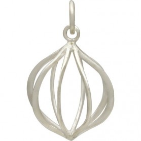 Sterling Silver Lantern Cage Pendant 22x13mm