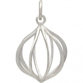 Sterling Silver Lantern Cage Pendant 22x13mm