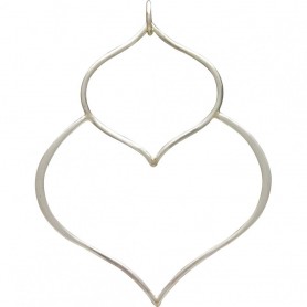Sterling Silver Double Lotus Petal Pendant 48x36mm