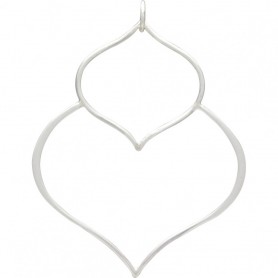 Sterling Silver Double Lotus Petal Pendant 48x36mm