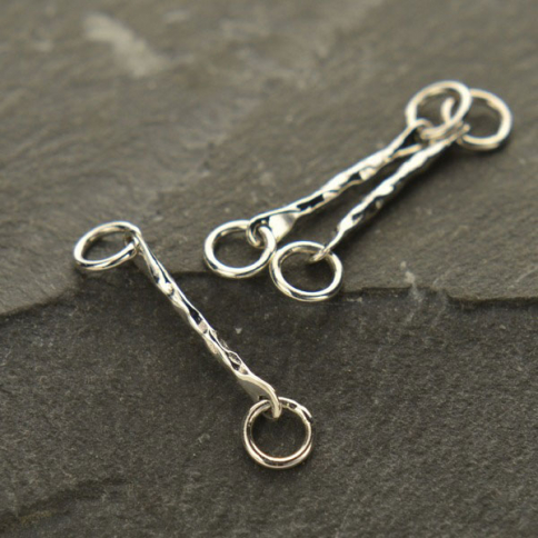 Small Hammered Bar Silver Links 24x1mm
