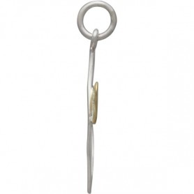 Sterling Silver Open Circle Charm with Bronze Heart 25x20mm