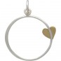 Sterling Silver Open Circle Charm with Bronze Heart 25x20mm