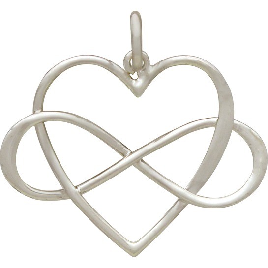 Sterling Silver Infinity Heart Pendant - Large 22x22mm