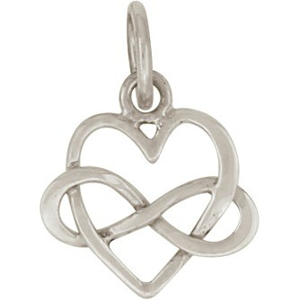 Sterling Silver Infinity Heart Pendant - Tiny 14x10mm
