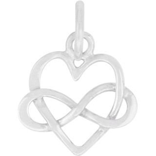 Sterling Silver Infinity Heart Pendant - Tiny 14x10mm