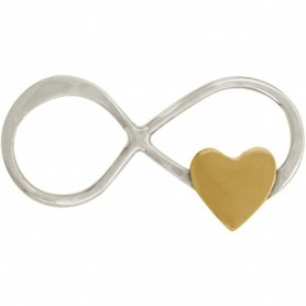 Sterling Silver Infinity Charm with Tiny Bronze Heart 19x9mm