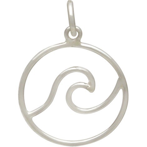 Sterling Silver Wire Wave Pendant 21x15mm