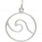 Sterling Silver Wire Wave Pendant 21x15mm