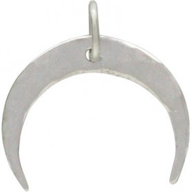 Sterling Silver Hammered Crescent Moon Pendant 16x16mm