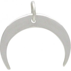 Sterling Silver Hammered Crescent Moon Pendant 16x16mm