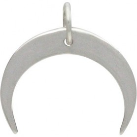 Sterling Silver Hammered Crescent Moon Pendant 21x24mm