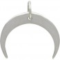 Sterling Silver Hammered Crescent Moon Pendant 21x24mm