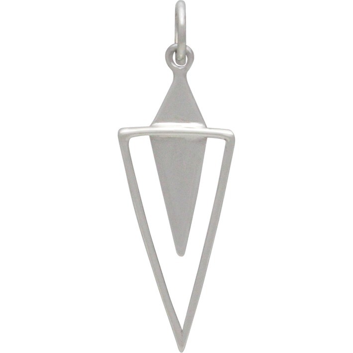 Artisan Open Triangle Pendant  Sterling Silver Geometric Design  PN-763