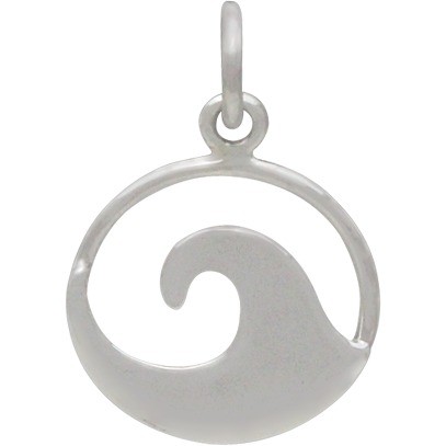 Sterling Silver Flat Plate Wave Charm 18x12mm