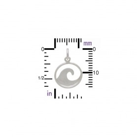 Sterling Silver Flat Plate Wave Charm 18x12mm