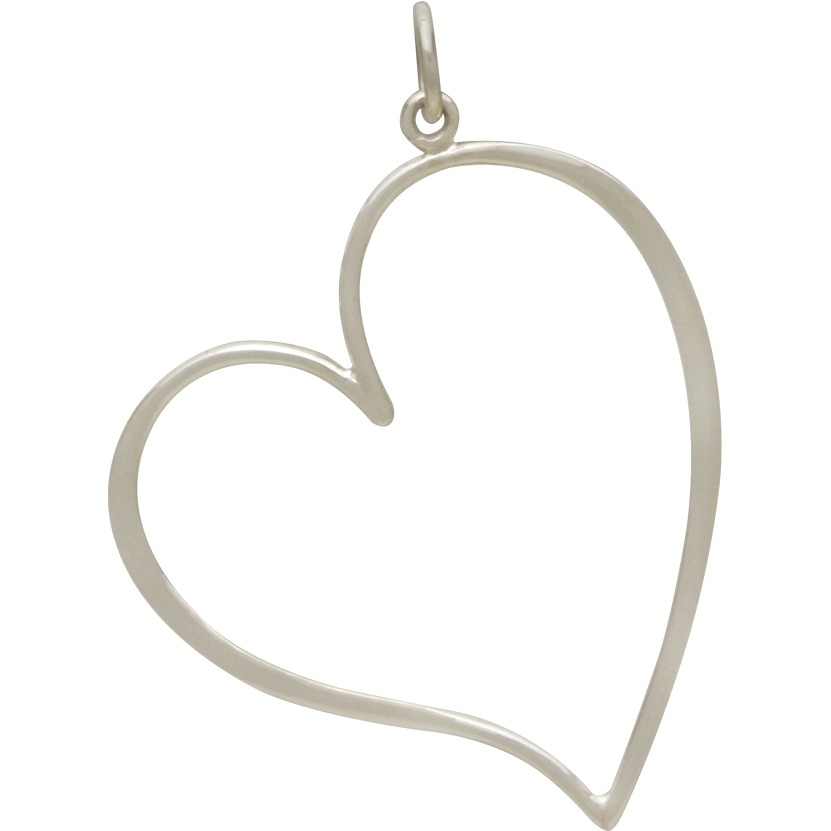 Sterling Silver Large Open Heart Pendant