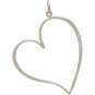 Sterling Silver Large Open Heart Pendant 37x27mm