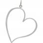 Sterling Silver Large Open Heart Pendant 37x27mm