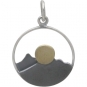 Silver Mountain Range Pendant with Bronze Sun 21x15mm