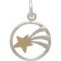 Sterling Silver Shooting Star Charm with Bronze Star 18x12mm