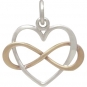 Silver Infinity Heart Charm with Bronze Infinity 18x16mm