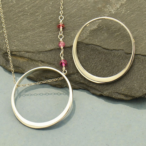 Sterling Silver Large Circle Frame with Hole 31x31mm