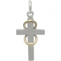 Sterling Silver Cross Charm with Bronze Infinity 21x10mm
