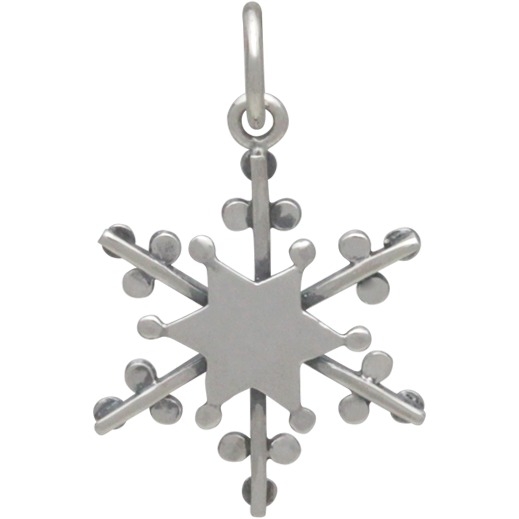 Silver Snowflake Charm with Wire and Granulation 23x14mm