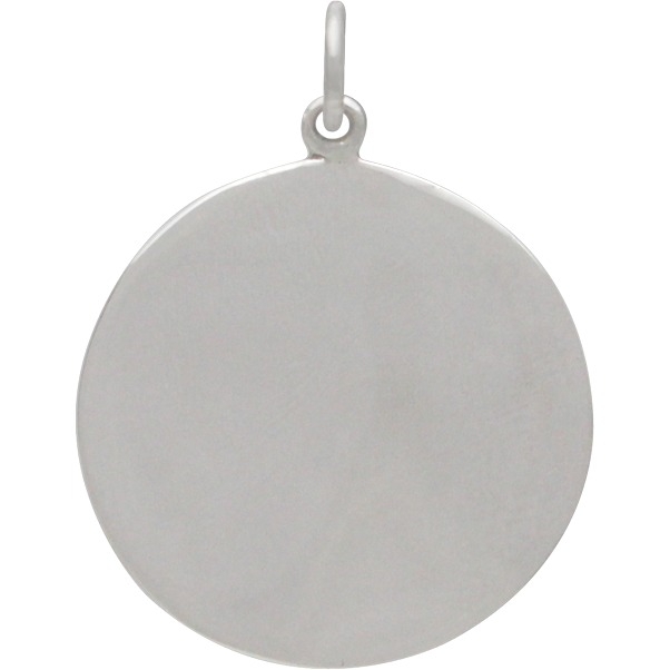 Sterling Silver Disk - Geometric Pendant Decoration 26x20mm