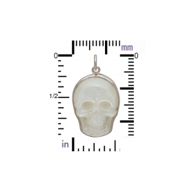 Hand Carved Mother of Pearl Skull Pendant 26x15mm