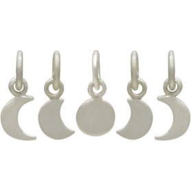 Sterling Silver Moon Phase Charm Set - 5 Moon Charms