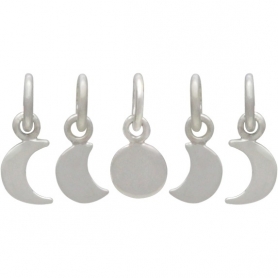 Sterling Silver Moon Phase Charm Set - 5 Moon Charms