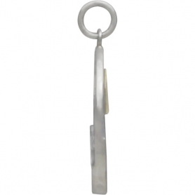 Silver Mountain and Ocean Pendant with Bronze Sun 26x20mm