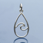 Sterling Silver Wire Wave Charm - Teardrop Shape 23x10mm